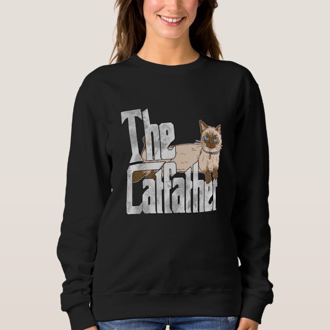 Camiseta Cat Dad The Catfather Crazy Siamese Cat Father Kit (Frente)
