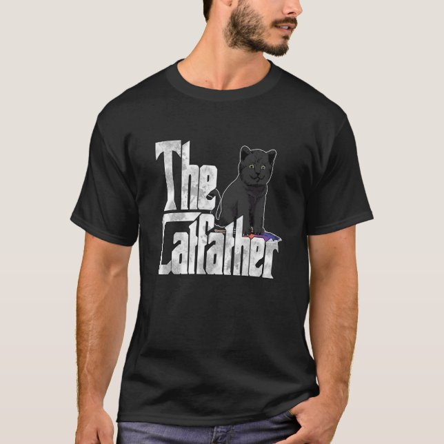 Camiseta Cat Dad The Catfather Cute Black Cat Father Kitty  (Frente)