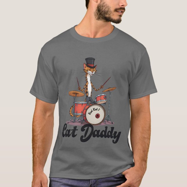 Camiseta Cat Daddy Musician Drummer | Tabby Cats Art Lover (Frente)