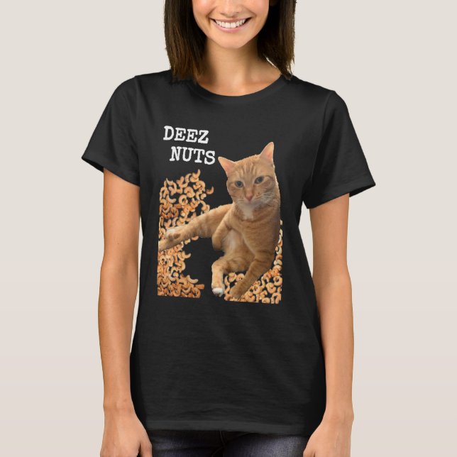Camiseta Cat DEEZ NUTS joke with cashews (Frente)