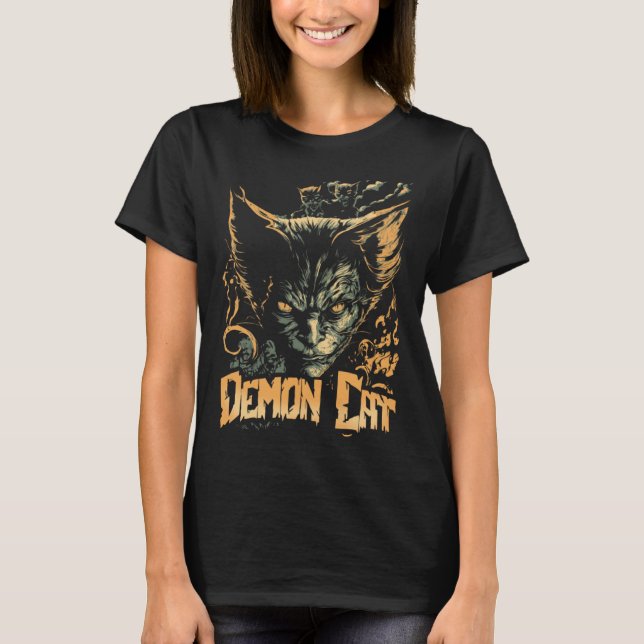 Camiseta Cat Demon Cat Evil Sinister Kitty (Frente)