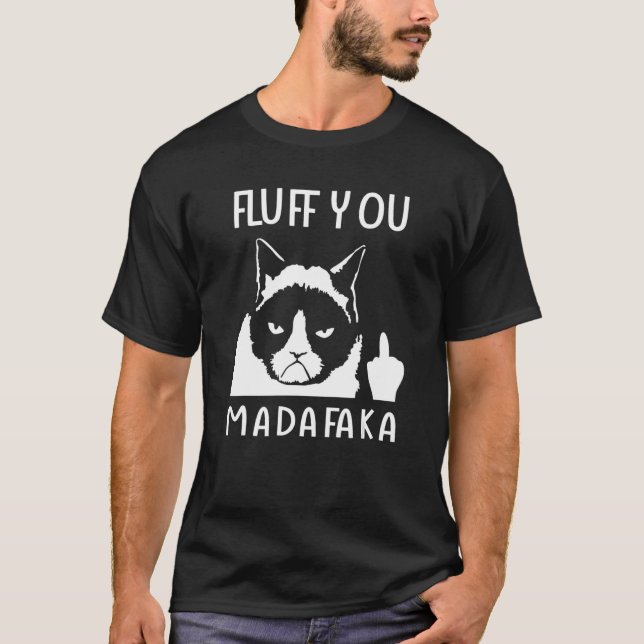 Camiseta Cat Diga Fluff Você Madafaka (Frente)