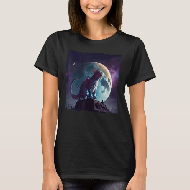 Camiseta Cat Dinosaur Moon (Frente)