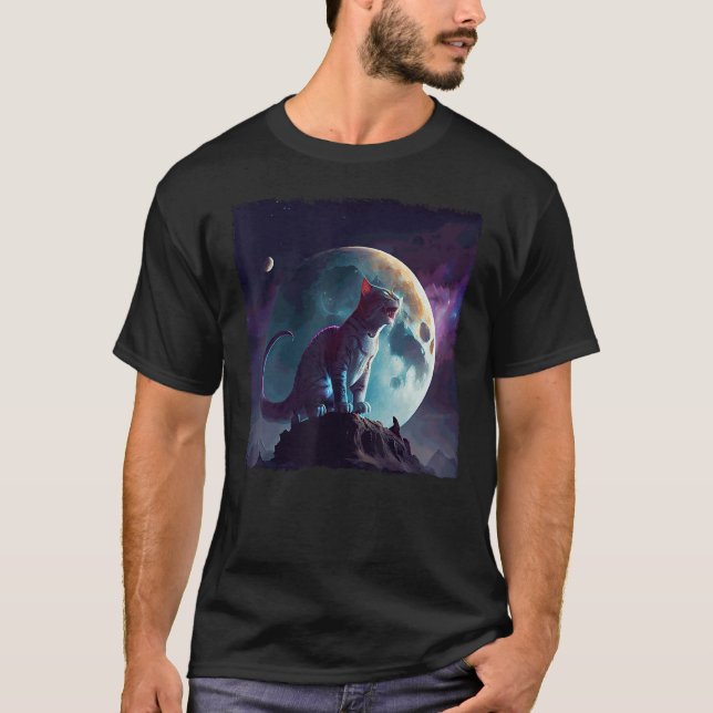Camiseta Cat Dinosaur Moon (Frente)