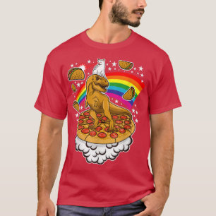Camiseta Cat Dinossaur Pizza Tacos Rainbow Foodie Fel