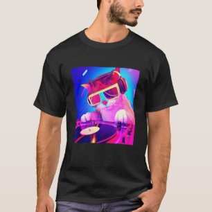 Camiseta Cat DJ Vaporwave Aestética Men Meninas A
