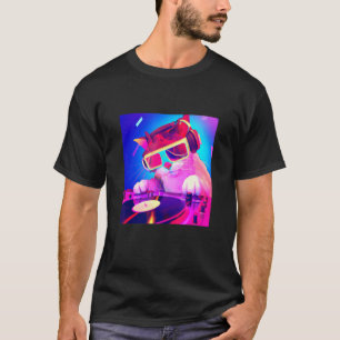 Camiseta Cat DJ Vaporwave Aestética Men Meninas A