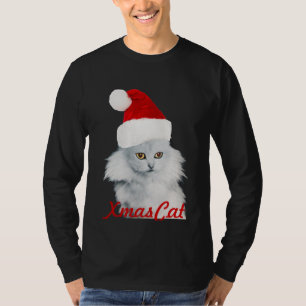 CAMISETA CAT DO WHITE CHRISTMAS COM CHAPÉU DE PAPAI NOEL