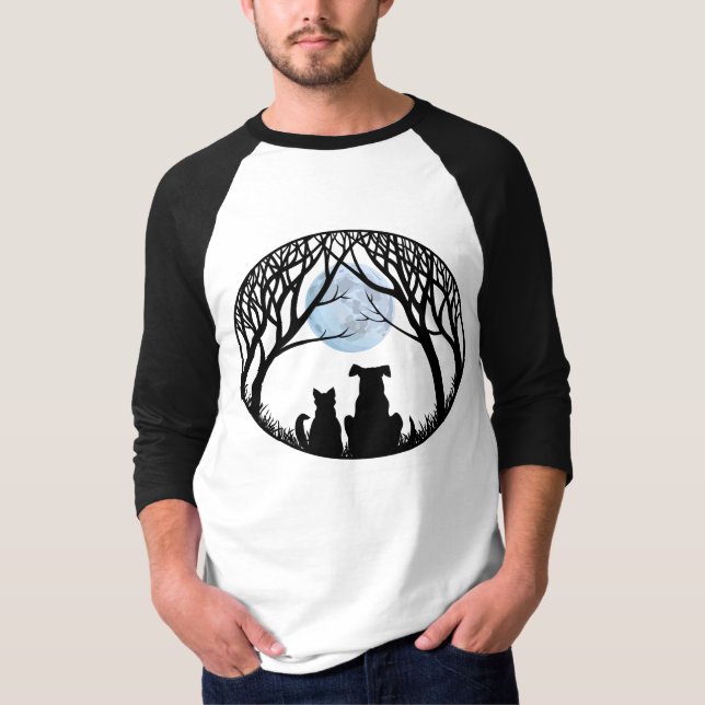 Camiseta Cat & Dog Jersey Melhores Amigos Cachorros e Camis (Frente)