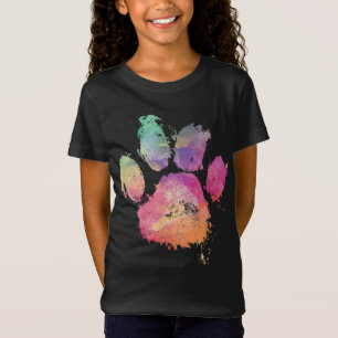 Camiseta Cat Dog Paw Imprimir Aquarela Arco-Íris Abstrato A