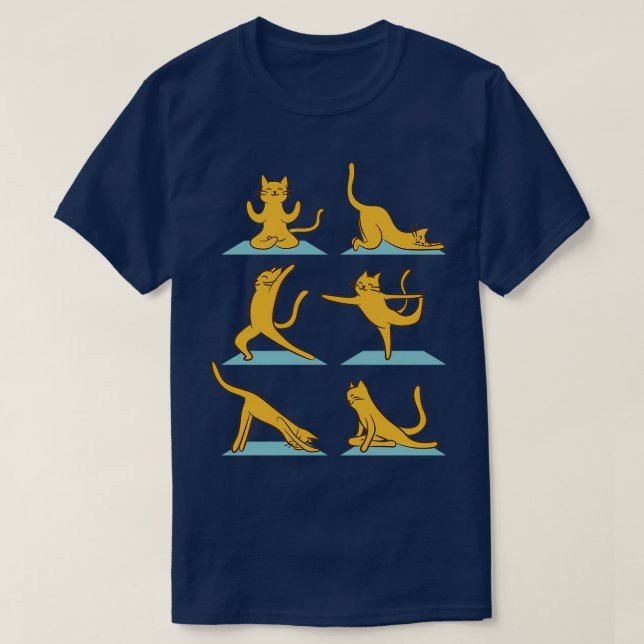 Camiseta Cat Doing Multiple Yoga Positions Cats Lovers (Frente do Design)