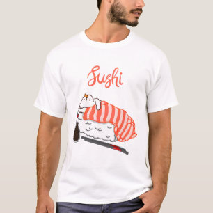 Camiseta Cat Dormindo em Sushi