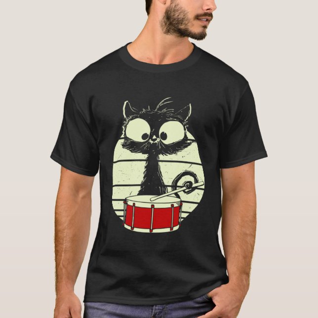 Camiseta Cat Drums Drummer Cat (Frente)