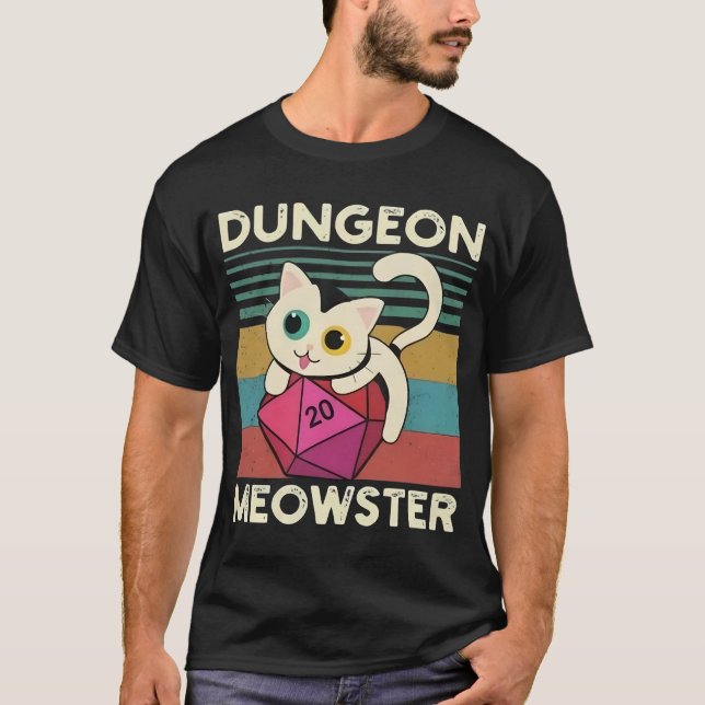 Camiseta Cat Dungeon Meowster Vintage (Frente)