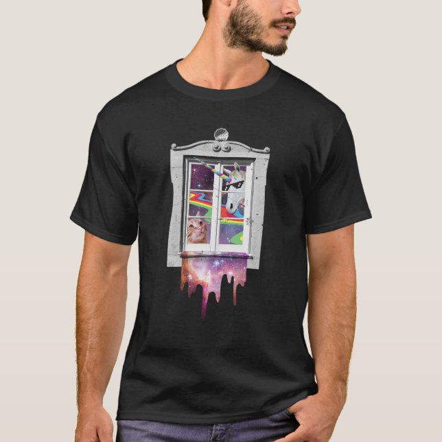 Camiseta Cat E Unicórnio No Memória Espacial (Frente)