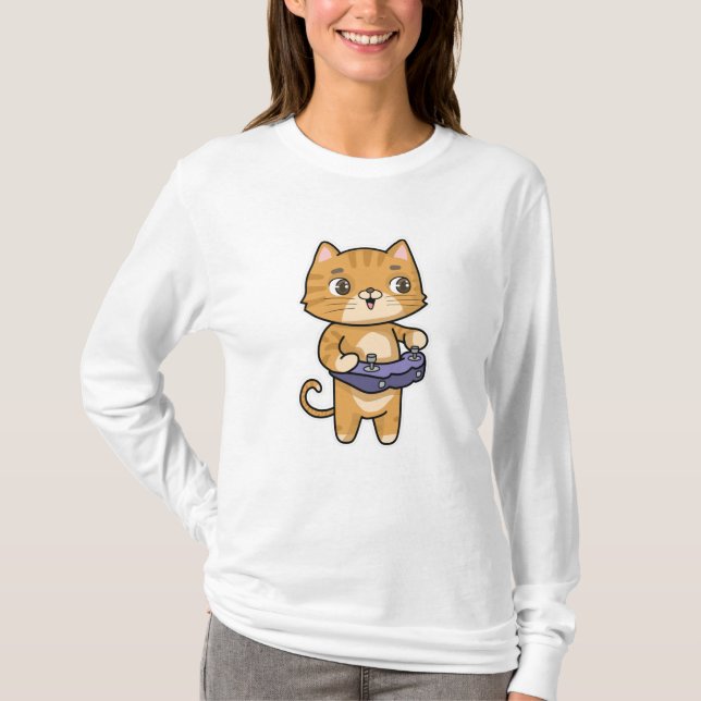 Camiseta Cat em Reprodução com Controlador (Frente)