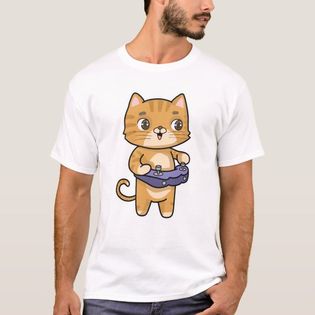 Camiseta Cat em Reprodução com Controlador (Frente)