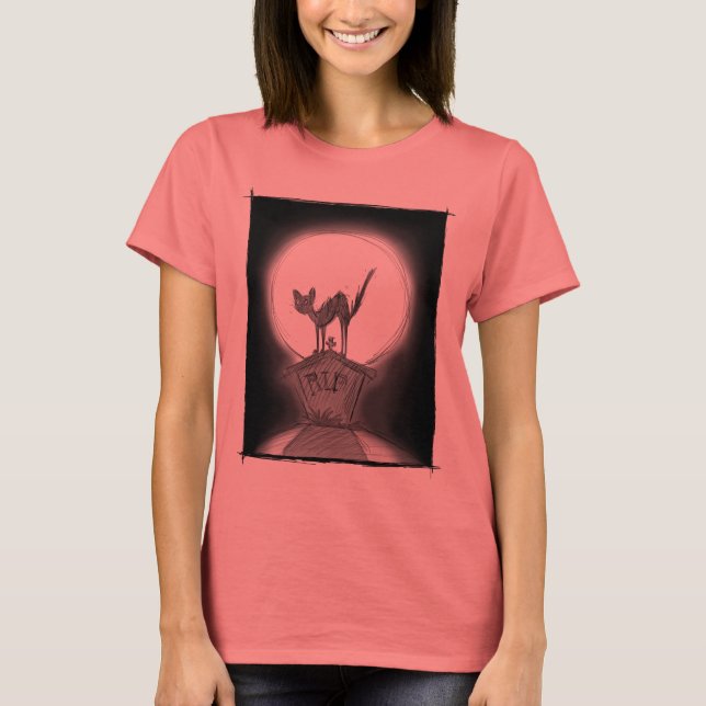 Camiseta Cat em um tombstone (Frente)