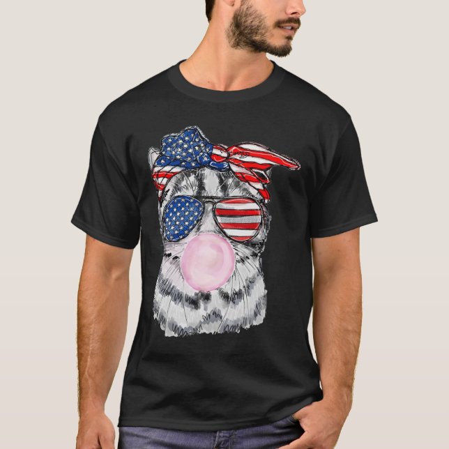 Camiseta Cat Face Bublegum 4º De Julho Independência Da Meo (Frente)