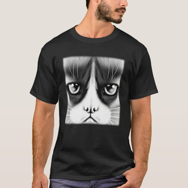 Camiseta Cat face graphic  animal pet  grumpy kitten print  (Frente)