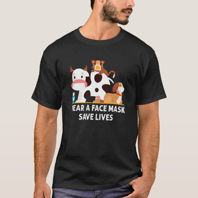 Camiseta Cat Face Mask Dog Face Mask Cow Face Mask  Farmer (Frente)