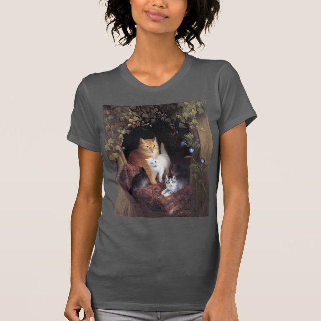 Camiseta Cat Family e Ivy Leaf por Henriette Ronner-Knip (Frente)
