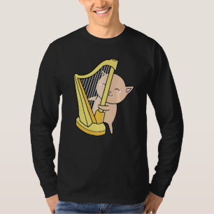 Camiseta Cat Feline Meow Harp Orchestra Concert Gig Rhythm