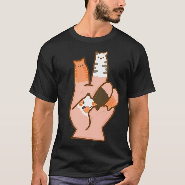Camiseta Cat Fingers Peace (Frente)