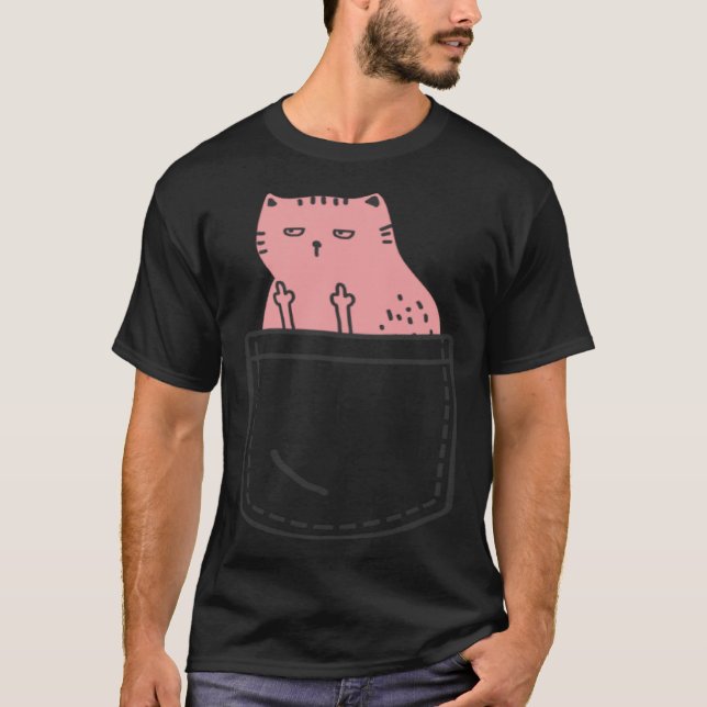 Camiseta Cat Flipping Off Rude Animal Middle Finger  Ugly C (Frente)