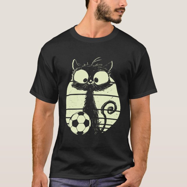 Camiseta Cat Football Soccer Player Cat Cute Funny Cat (Frente)