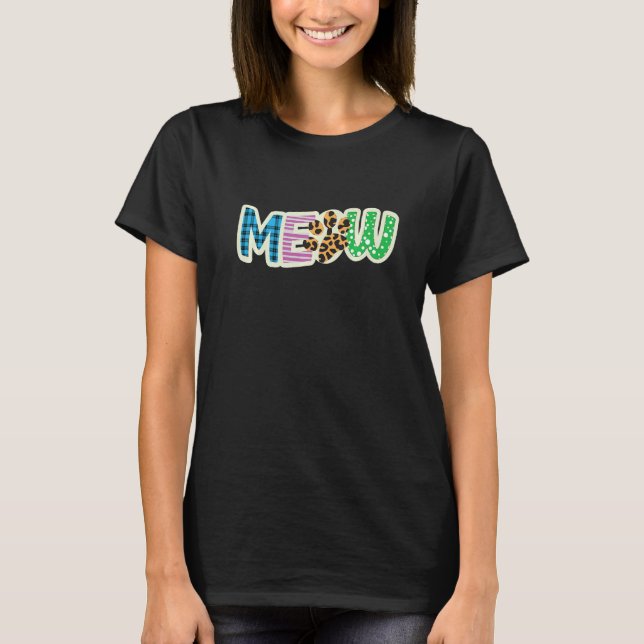 Camiseta Cat  Graphic Patchwork Meow (Frente)