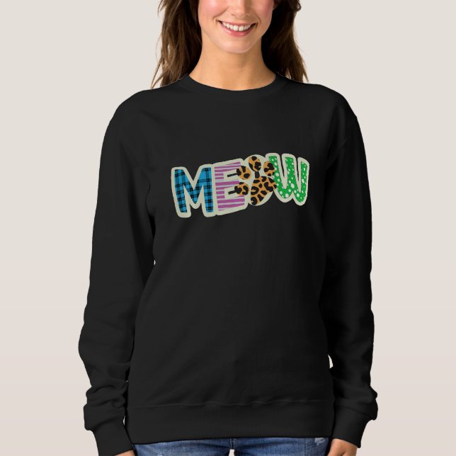 Camiseta Cat  Graphic Patchwork Meow (Frente)