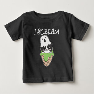 Camiseta Cat Halloween Ghost I Gritar Sorvete Pun