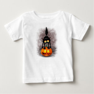 Camiseta Cat Halloween Personagem de desenho animado assust
