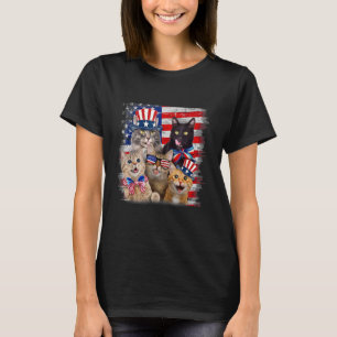 Camiseta Cat Happy Freedom Day Cat Cat Mães 4 de julho Amer