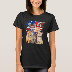 Camiseta Cat Happy Freedom Day Cat Cat Mães 4 de julho Amer