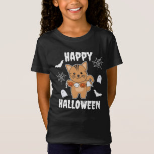 Camiseta Cat Happy Halloween Pumpkin Bat Costume