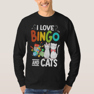 Camiseta Cat I Ama Bingo E Gatos Jogando Bingo Player B