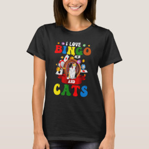 Camiseta Cat I Ama Bingo E Gatos Jogando Bingo Player B