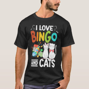 Camiseta Cat I Ama Bingo E Gatos Jogando Bingo Player B