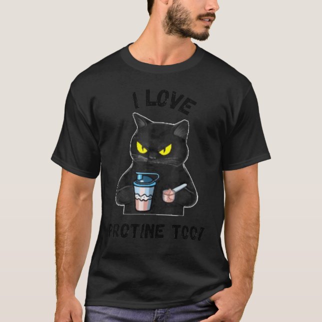 Camiseta Cat I Ama Proteína Muito Divertida Na Ocupação Do  (Frente)