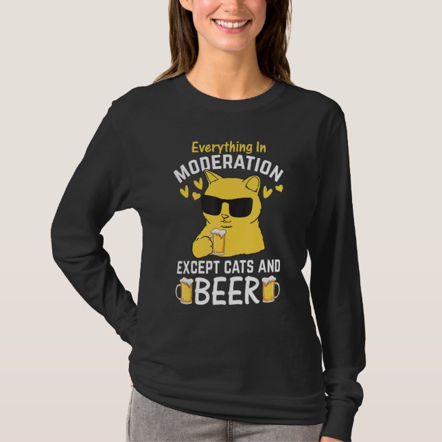 Camiseta Cat I Everything In Moderation Except Cats and Bee (Frente)