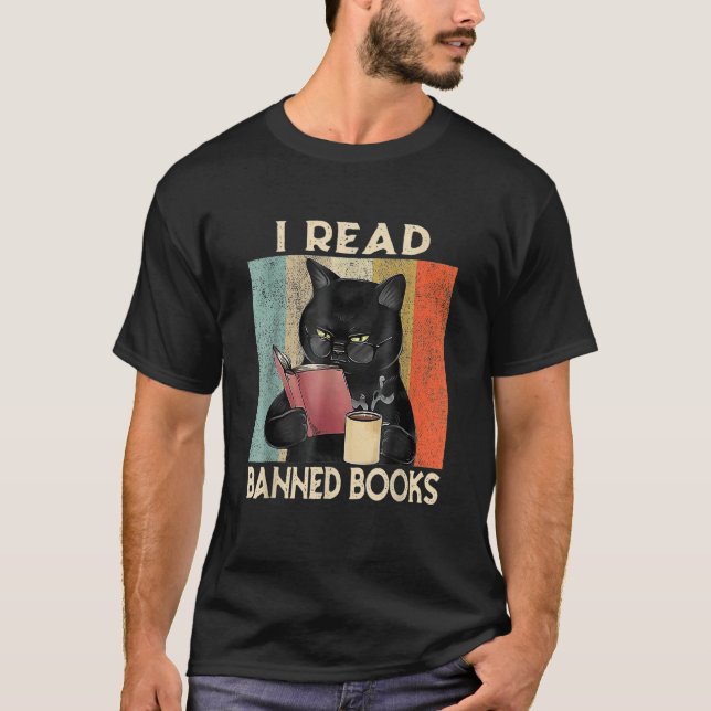 Camiseta Cat I Leu Livros Banidos Homens Bookworms Lendo Li (Frente)