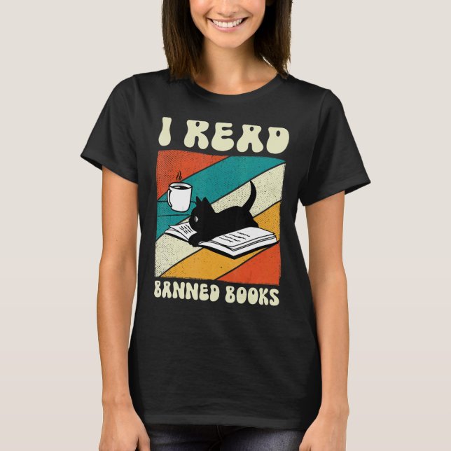 Camiseta Cat I Leu Livros Banidos Livro Lendo Livros (Frente)