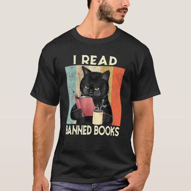 Camiseta Cat I Leu Livros Banidos Semana Bookworms Lendo Bo (Frente)