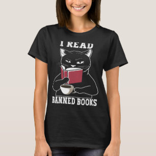Camiseta Cat I leu livros proibidos Cadernos Cadernos Lendo