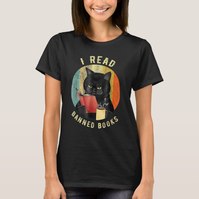 Camiseta Cat I Read Banned Books Bookworms Loves Reading Bo (Frente)
