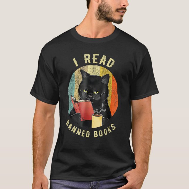 Camiseta Cat I Read Banned Books Bookworms Loves Reading Bo (Frente)