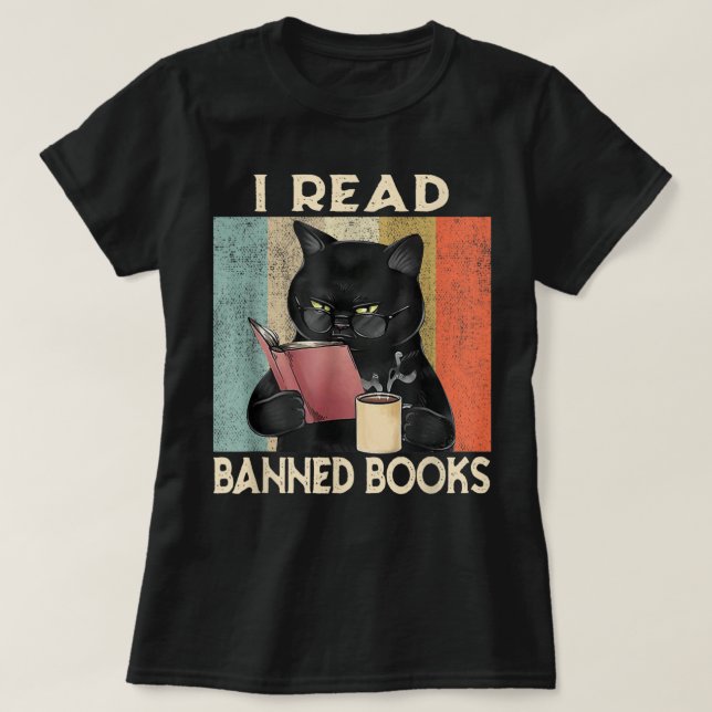 Camiseta Cat I Read Banned Books Funny Bookworms Reading Bo (Frente do Design)