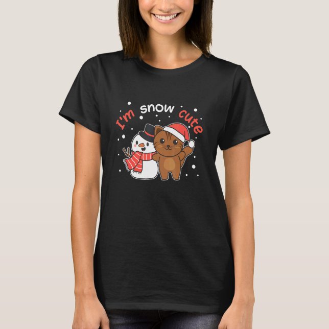 Camiseta Cat I'm Snow Cute Snowman Snow Pun (Frente)